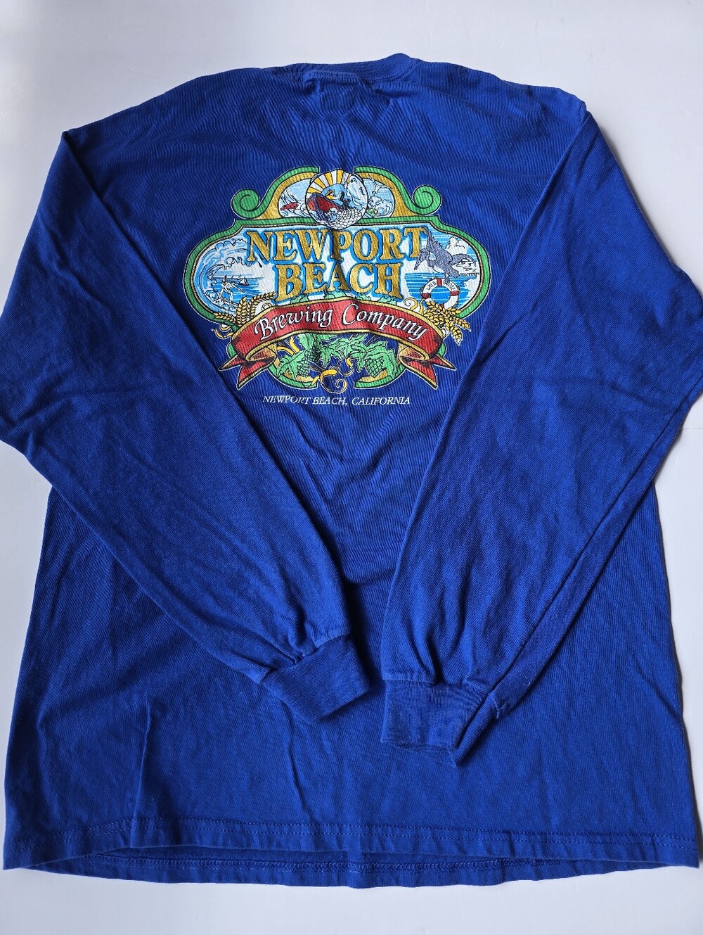 Brewery Merch.. Hanes Royal Blue Long-Sleeve Newport Beach Tee Sz. Large